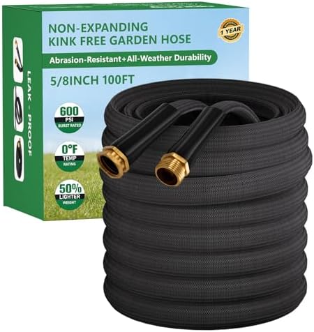 Garden Hose 100FT, Non-Expanding Water Hose Ultra Lightweight by HDKing