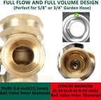 STYDDI Full Flow 3-Way Garden Hose Splitter, Solid Brass High Volume 3 Way Hose Splitter Valve with Metal Handle, Heavy Duty High Flow Spigot Splitter with Shut off Valve, 3/4 Inch Garden Tap Splitter - Image 3