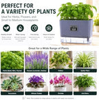 Self Watering Planters 4 Pack, 7 Inch Rectangle Plant Pots with Visible Water Reservoir, Indoor Outdoor Herb Planter Boxes for Windowsill，African Violets，Succulents，Flowers，Kitchen，Office，Balcony Gray - Image 6