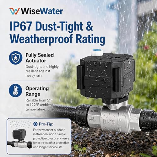 WiseWater 1/2" NPT Motorized Ball Valve, 9-24V AC/DC Auto Return Fail-Safe - Image 3