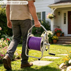 Hose Reel, Galvanized Steel, Silver - Image 5