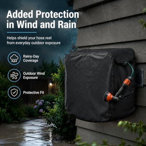 Garden Hose Reel Cover for Giraffe Tools Stainless Steel Hose Reel Box 2022–2026, Water Resistant Hose Reel Cart Cover for Wall Mounted & Retractable Hose Reels, Outdoor Protection Cover - Image 6
