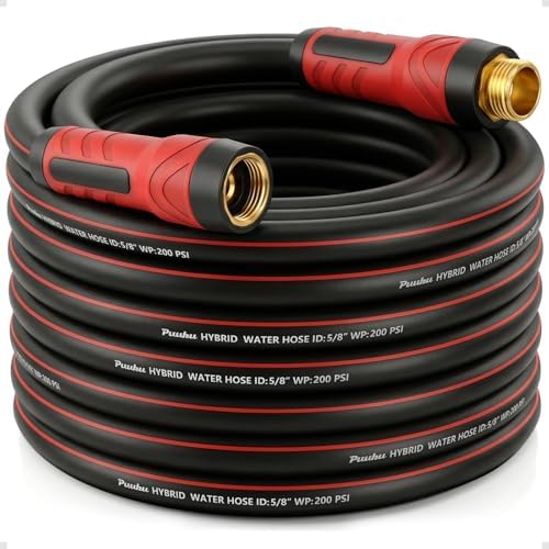 Garden Hose 50 ft x 5/8", NON-EXPANDABLE Heavy Duty Premium Flexible Hose by PUUKU