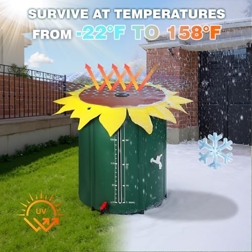 100 Gallon Rainwater Collection System Tank, PVC Portable Rain Water Collection Barrel for Garden Irrigation Water Catcher Container with 1000D Oxford Cloth, Spigot, Overflow Kit, Mesh Top (100) - Image 4