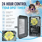 3R Rainproof T104R Pool Timer, Heavy Duty Timer Switch DPST 208-277 VAC 40A - Image 3