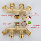 Premium Heavy Duty Brass 4 Way Garden Hose Splitter Improved, NPT3/4" Copper Four Outlet Faucet Diverter Valve, Outdoor Garden Manifold Adapter Connector (4-way) - Image 6