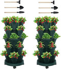 DUNCHATY Stackable Planter, Vertical Garden Planter with Wheels and Tools, Strawberry Indoor/Outdoor 5 Tier Tower Herb for Growing Vegetables Succulents, Dark Green, 2 Pack by DUNCHATY