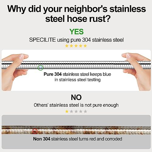 SPECILITE 50ft 304 Stainless Steel Garden Hose + Male to Male, Female to Female Hose Adapter - Image 3