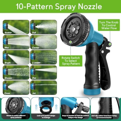 Flexible Garden Hose 100 ft with 10 Function Nozzle, 2026 Kink Free Lightweight Water Hose 100ft, Solid Metal Fittings, High Density Outer Fabric, Enhanced Inner Core for Outdoor Watering, Car Washing - Image 5
