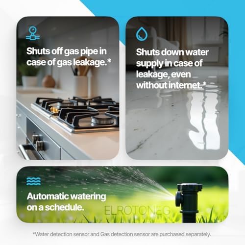 Smart Valve Controller ELROTONEG, Wi-Fi Electric Water Shutoff Controller, Tuya & Smart Life App Control, Compatible with Alexa, No Hub Required - Image 5
