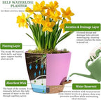 Self Watering Pots for Inoor Ourdoor Plants 10/9/8/7/6.5 Inch, 5 Pack - Image 3