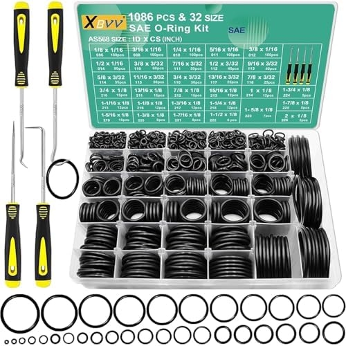 XBVV 1086 Pcs 32 Size SAE O Ring Assortment Kit and 158 Pcs Faucet Washers and Garden Hose Gasket Kit for Faucet Plumbing Hydraulic Sealing Repair - Image 5
