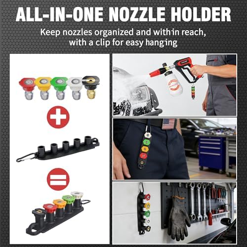 Pressure Washer Gun with Foam Cannon Kit, One-Button Switch Between Foam & Water, 1/4" Quick Connect, 5 Spray Nozzles, Car Wash Mitt, 1000-4000 PSI Pressure Washer Gun for Car Wash & House Cleaning - Image 3