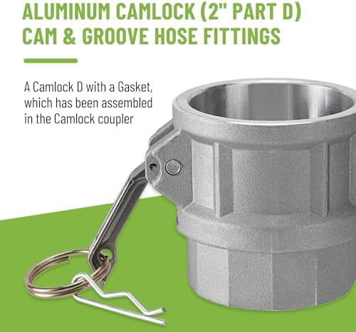 SPARKWHIZ 2 PCS Aluminum Camlock (2" part D) Cam & Groove Hose Fittings+2 PCS Aluminum Global Type A Cam and Groove Hose Fitting+with 4 PCS Camlock Gasket Fitting (2") (Pack of 2) - Image 3