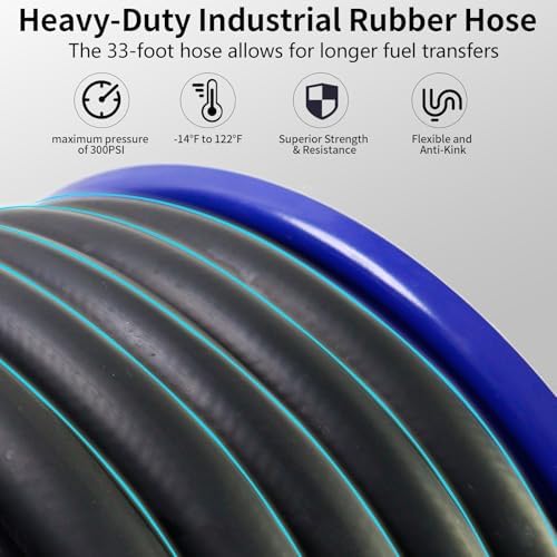 Fuel Hose Reel,Fuel nozzle,Fuel Hose Swivel,3/4" X 33' Retractable Diesel Hose Reel,Heavy-duty Industrial Settings. Max 300 PSI,Spring Rewind Mechanism Ease of Use for Farm Ships Vehicles - Image 2