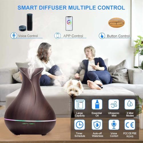 Smart WiFi Wireless Essential Oil Aromatherapy Diffuser, Compatible with Alexa & Google Home, Phone App & Voice Control, Large Ultrasonic Diffuser, LED & Timer Settings - Image 4