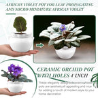 4 Set 4 Inch African Violet Pots Self Watering Ceramic - Image 2