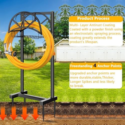 Lily Brown Irrigation Hose Rack with Strengthened Legs and Ample Space for Tools and Accessories Sturdy Garden Hose Stand - Image 3