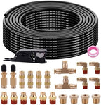 100FT 1/4" DOT Air Line Kit with 22PCS Brass Fittings, Cutter & Teflon Tape by BOERAY