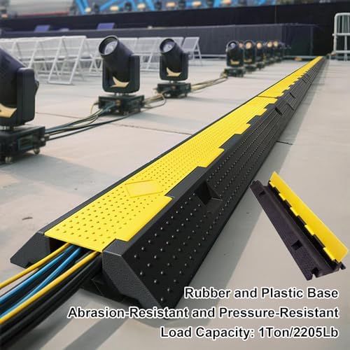Cable Protector Ramp, Hose Protector Ramp with Flip-Open Top Cover, Modular Cable Ramps Rubber and Plastic, 1102 Lbs Load Capacity(100 * 58 * 12cm/39 * 23 * 5in) - Image 3
