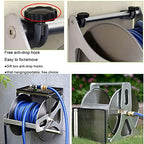 Wall/Floor Mounted Hose Butler Garden Hose Reel, Weather Resistant Stainless Steel Hose Holder with Storage Shelf, Retractable Hose Reel Compressor Hand Crank Swivel Bracket, Water Hose Storage Stan - Image 5