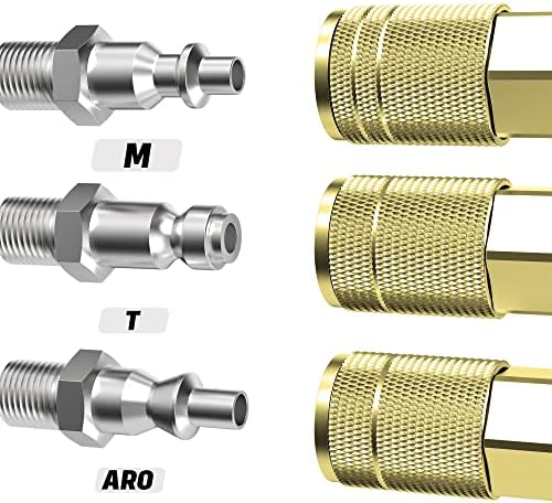 Brass Air Coupler, 1/4 Inch Body Size, 3/8 Inch NPT Female Threads Size, Industrial M-Type, 10 Pieces Air Compressor Hose Fittings - Image 3