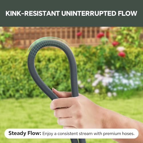 Garden Hose 25ft, Made of TPU(Not PVC), Ultra-Light & Flexible Water Hose, Non-Shrinking, Easy to Store, Drinking Water Safe Material, All-weather, Black&Gray - Image 6