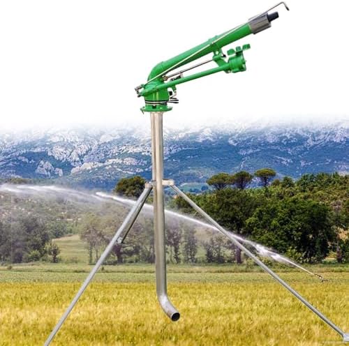 Farm Irrigation Sprinkler, 360° Impact Sprinkler with Replacement Nozzle & 1.2M Rack for Large-Area Watering, Flow Rate 21 to 107.9 m³/h by Unknown