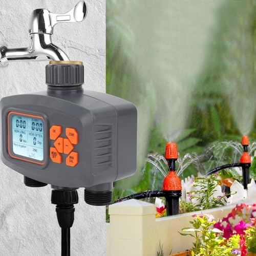 Water Timer for Garden Hose, 2 Zone Sprinkler Timer Automatic Irrigation System for Outdoor Yard Lawn Pool with G3/4 Male to G1/2 Female - Image 3