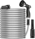 2024 Metal Garden Hose 75ft Heavy Duty Stainless Steel Water Hose with Sprayer & Metal Fittings Flexible Lightweight Hose Puncture Proof Hose for Yard, Outdoors, Rv by Ainpata