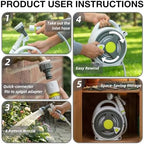Portable Garden Hose Reel 50 ft, ABS Lightweight Hose Storage Tote with 9 Patterns Nozzle for Small Yard, Balcony & Patio, Manual Rewind & No Assembly Required - Image 6