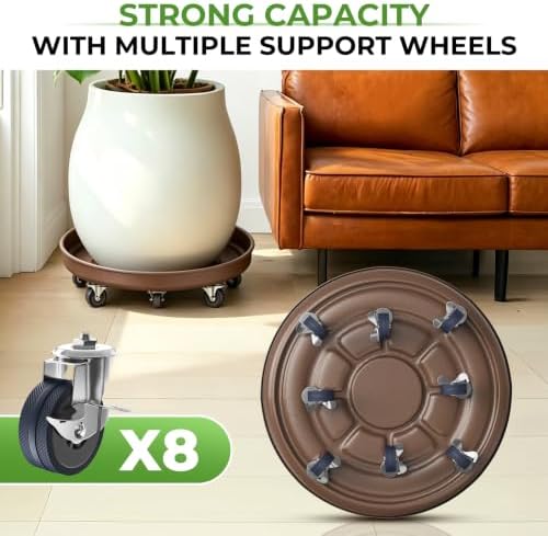 20 inch Plant Saucer Rolling Metal Extra Large Plant Caddy, 550 Lb Capacity - Image 6