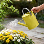 Metal Watering Can for Outdoor Plants, 1.7 Gallon Yellow Garden Watering Can for Flower, Houseplants, Galvanized Finish - Image 2