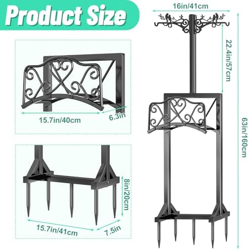 Garden Hose Holder, Freedstanding Heavy Duty Garden Water Hose Holder Stand with 2 Shepherds Hooks, Detachable Metal Hose Storage Hanger Rack for Outside Yard Lawn Farm - Image 2