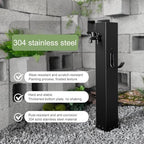 304 Stainless Steel Vertical Garden Water Column, Hose Stand with Copper Faucet, Decorative Hydrant Taps, Square Design with Hooks - Durable Outdoor Garden Decor (Black) - Image 4