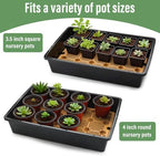 5 Pack Nursery Pots Trays with Removable Mesh Drainage Mat, Plastic Seed Starter Trays (17"x12"x3.5") with Drainage Hole, Propagation Kit for Seedlings, Microgreens, Plant Germination (Black) - Image 3