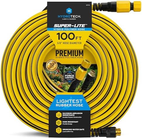 HydroTech Super-Lite Hybrid Polymer Garden Hose 5/8 in x 100 ft, Yellow by HydroTech