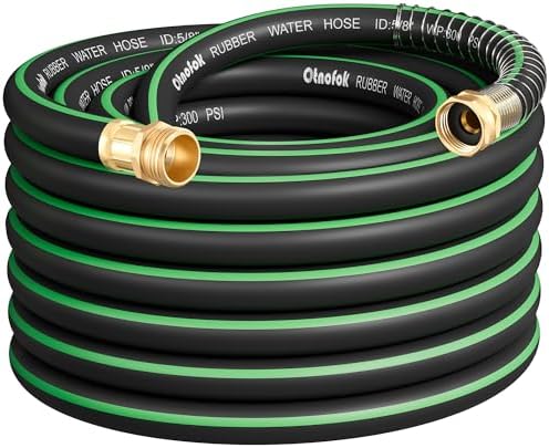 Heavy Duty Garden Hose 50 ft x 5/8", 5-Layer Hybrid Water Hose by otnofok