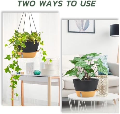 ZMTECH Large 12Inch Self Watering Hanging Planter, Water Window & Chain - Image 5