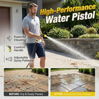 High Pressure Garden Hose Nozzle with 4 Spray Patterns & Thumb Control (Yellow) - Image 2