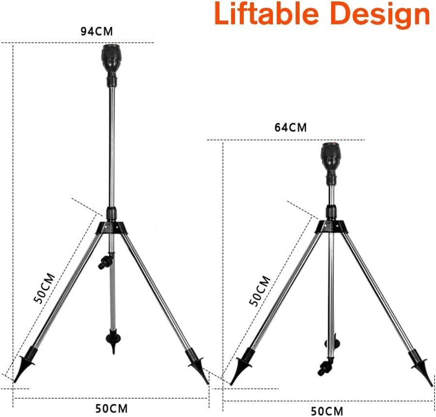 Rotating Tripod Sprinkler, 360 Degree Automatic Rotating Irrigation Watering Sprinkler, Large Area Telescopic Tripod Sprinkler for Patio Lawns - Image 7