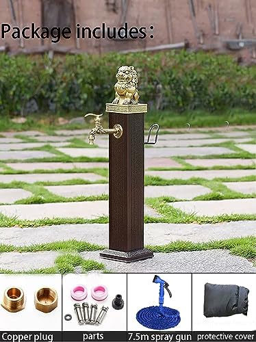 Free Standing Water Column for Home Garden Insulation and Antifreeze,Freestanding Garden Hose Holder with Full Copper Faucet,Yard Hydrant Frost Proof Water Feature Fount - Image 6
