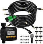 Misters for Outside Patio with Timer, Misting Cooling System with 33FT Hose and 8 Brass Nozzles, 9 Modes, 3/4” NPT Faucet Adapter, Automatic Misters for Chicken Coop Backyard Garden Porch Gazebos by Unknown