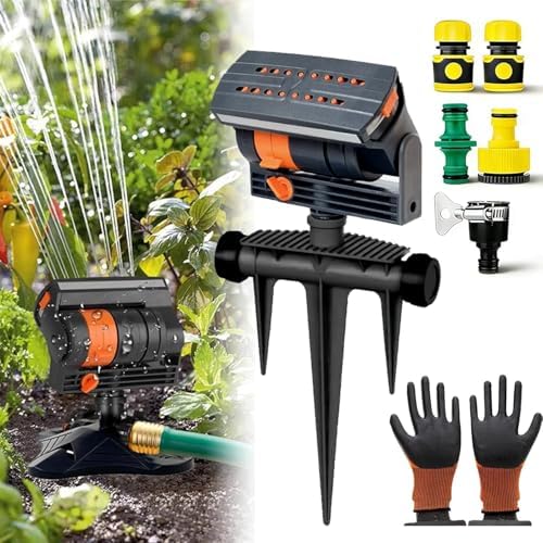 16-Nozzle Oscillating Sprinkler with Dual-Zone Sprinkler Water Timer, 2026 Upgraded Mini Turbo Oscillating Water Sprinklers for Lawn Yard Garden Watering (Ground-Insert, Sprinklers) by Unknown