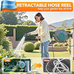 5/8" x 100 ft Retractable Garden Hose Reel, Heavy Duty Water Hose Reel - Image 2