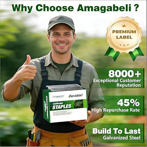 AMAGABELI 6 Inch 500 Pack Galvanized Landscape Staples 11 Gauge Anti-Rust Heavy Duty Garden Stakes Plant Cover Spikes U-Shaped Sod Pins Fence Stakes for Weed Barrier,Irrigation Tubing,Lawns,Decoration - Image 5