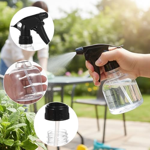 20 Pcs Empty Plastic Spray Bottles 8oz Mini Refillable Spray Bottle with Adjustable Nozzle Black Sprayers Small Spray Bottles with Scale for Cleaning, Hair, Plant, Kitchen - Image 3