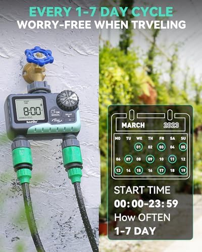 RAINPOINT 2 Zone Sprinkler Timer - 2pcs Water Timer for Garden Hose with Rain Delay/Manual Watering/Automatic Irrigation for Yard Lawn - Image 3