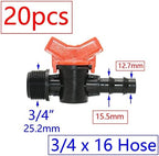 20pcs Drip Irrigation Mini Valve 4/7 3/8/10/12/16/20 /25mm Pipe Garden Tap 1/2 quot; 3/4 Male Thread Water Hose Barb Connector(O) - Image 2