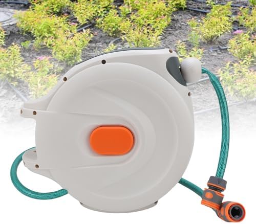 Retractable Garden Hose Reel, Auto Rewind Any Length Lock Flexible Water Hose, Heavy Duty Outdoor Reel with High Pressure Sprayer Nozzle, for Car Washing and Garden Irrigation (20m) - Image 5
